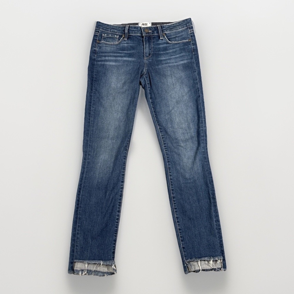 Paige‎ Skyline Ankle Peg Jeans Womens 29 Blue Ryder Wash Raw Hem Skinny Mid Rise
